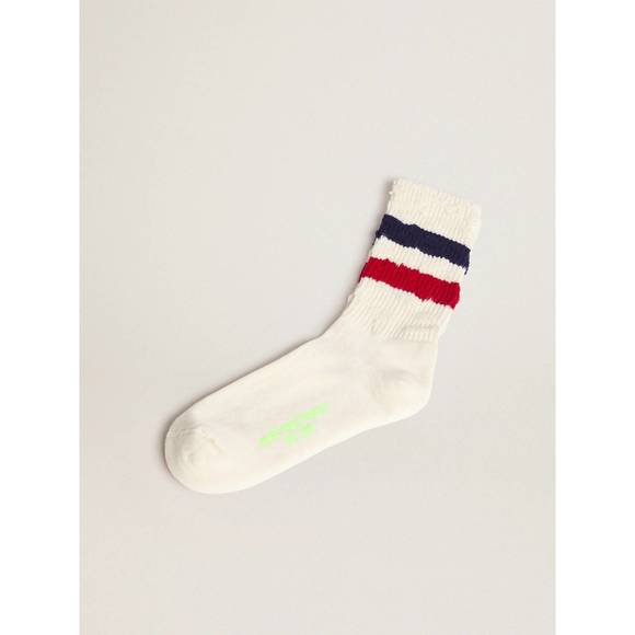 NEW GOLDEN GOOSE socks high rib in vintage stripe - Picture 1 of 2